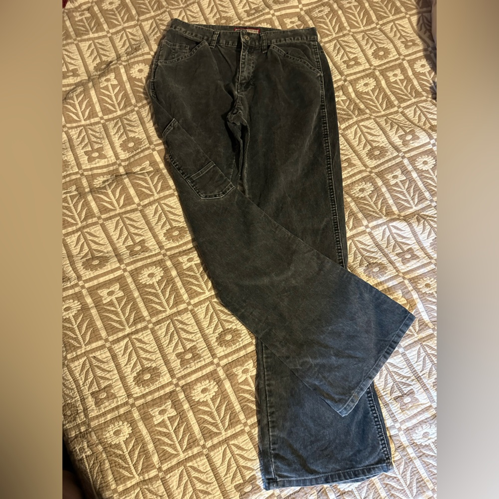 Vintage y2k black grey corduroy flare / bootcut pants - Picture 2 of 9